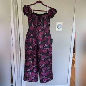 Lulu's Brocade Embroidered Jumpsuit